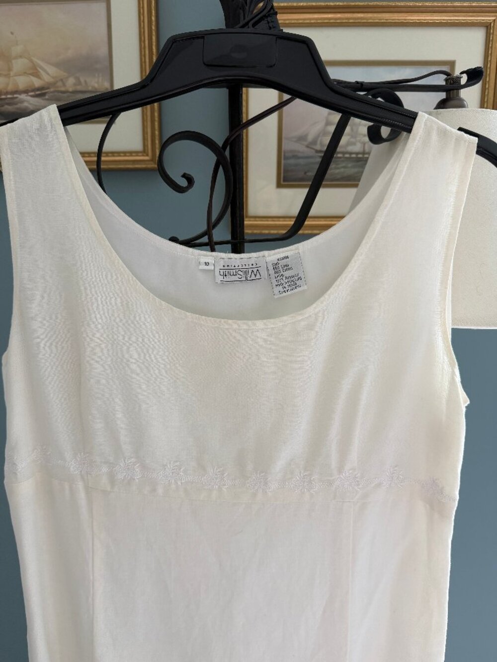 Willi Smith Linen/Cotton full length white dress